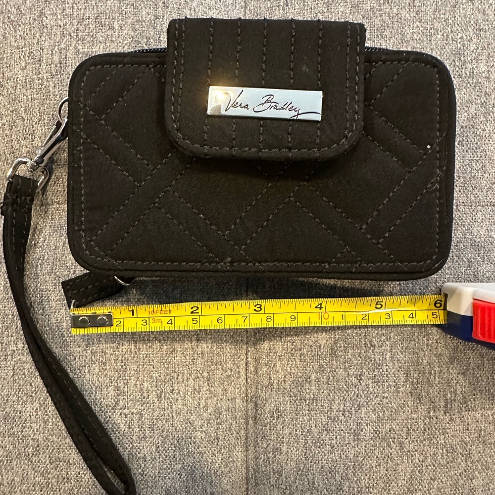 Vera Bradley Black Quilted Wristlet with Strap